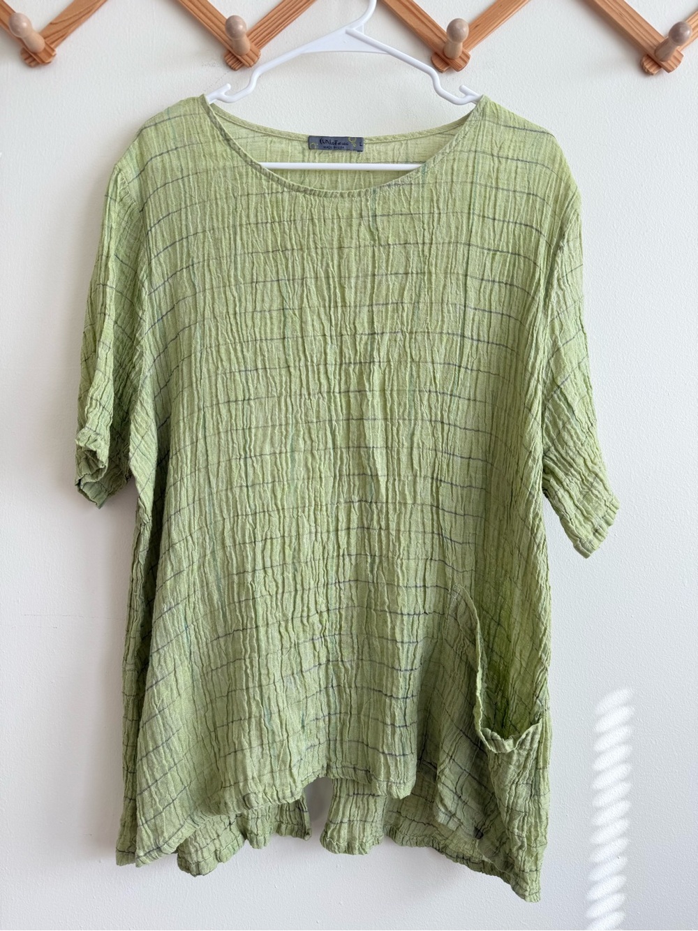 Chalet USA Crinkled 100% Linen Lagenlook Top